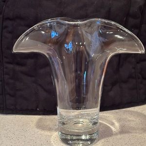 Crate & Barrel Wave Fan Glass Vase